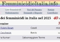 Donne e femminicidi. Lista femminicidi in Italia nel 2023 aggiornati al 28 novembre: sono 40.