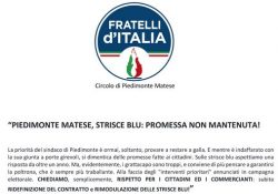PIEDIMONTE MATESE. “Strisce blu, promessa non mantenuta”: l’affondo del circolo Fratelli d’Italia Alto Casertano.