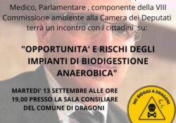 DRAGONI. Impianto biogas, martedì 13 settembre arriva in Municipio Zolezzi: la battaglia dell’ex parlamentare grillino è il potenziale inquinamento.