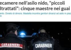 Donne violente. Telecamere nell’asilo nido, piccoli maltrattati, schiaffi e insulti: 5 maestre religiose e laiche indagate.