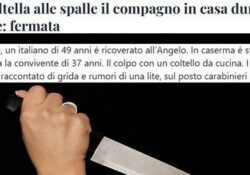 Donne violente. Accoltella alle spalle il compagno in casa durante la lite: arrestata la convivente.