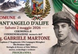 SANT’ANGELO D’ALIFE. Commemorazione ing. Gabriele Martone, Capitano Compagnia Mitraglieri 80° Divisione Alpini: la cerimonia.